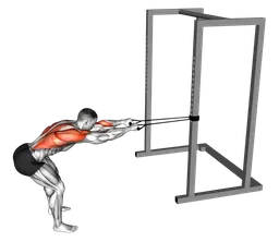 Lat pulldown a busto flesso con elastico