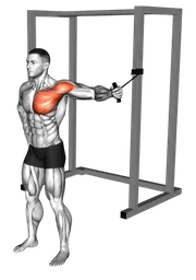 Chest fly a un braccio in piedi con elastico