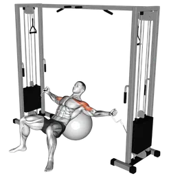 Croci su panca inclinata ai cavi (su fitball)
