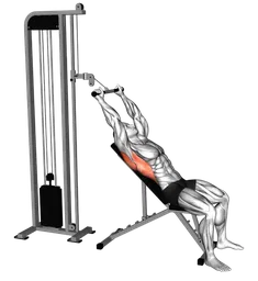 Pushdown su panca inclinata ai cavi