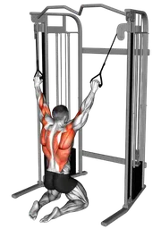 Lat pulldown a terra a presa parallela ai cavi