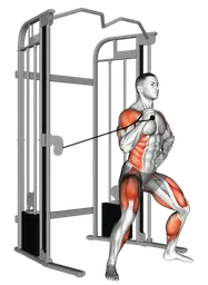 Overhead press con torsione ai cavi