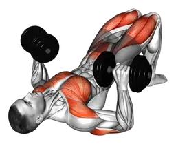 Chest press in glute bridge con manubri