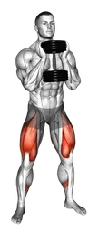 Goblet squat con 2 secondi di fermo con manubri