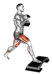Split squat goblet con piede anteriore elevato con manubri