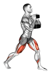 Split squat goblet con manubri