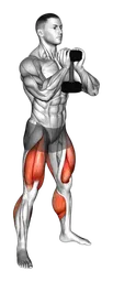 Goblet squat con calf raise con manubri