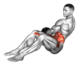 Russian twist con manubri e gambe sollevate