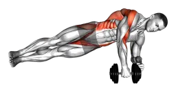 Side plank row con manubrio