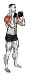 Shoulder press presa stretta con manubri in piedi