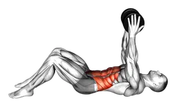Sit-up con torsione a braccia tese con manubri