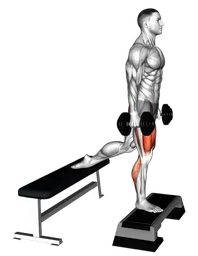 Bulgarian split squat con manubri da deficit