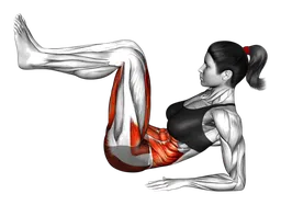 Crunch a rana con piedi uniti