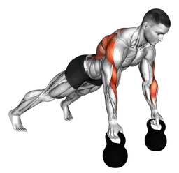 Renegade row alternato con kettlebell