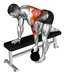 Rematore a busto flesso con kettlebell