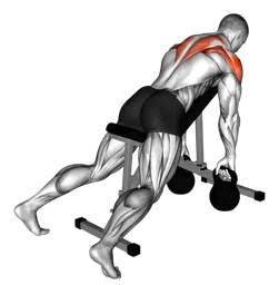 Rematore su panca inclinata con kettlebell