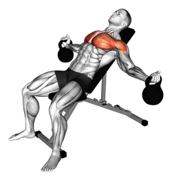 Croci twist su panca inclinata con kettlebell