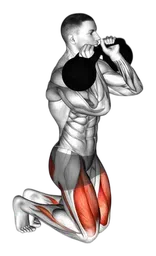 Dalla posizione in ginocchio a in piedi presa clean con kettlebell
