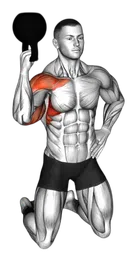 Shoulder press a un braccio in ginocchio bottoms-up con kettlebell