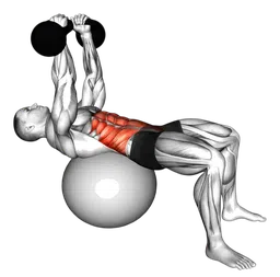 Crunch overhead su stability ball con kettlebell