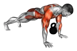 Plank con passaggio kettlebell