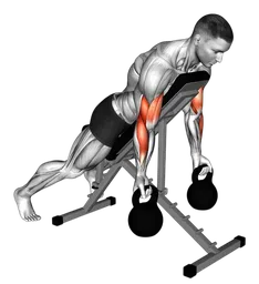 Curl inclinato prono con kettlebell