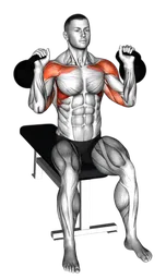 Military press a due braccia da seduto con kettlebell