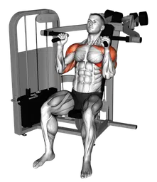 Shoulder press da seduto con presa a martello alla macchina