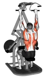 Lat pulldown a presa larga da seduto alla macchina