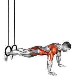 Push-up con anelli in plank laterale