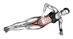 Side plank con gamba sollevata (variante 2)