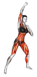 Squat bounce con pugno al cielo