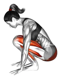 Squat con allungamento delle dita e flessione plantare