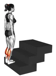 Calf raise in piedi (su una scala)