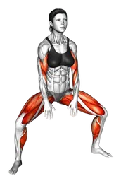 Sumo quarter squat in punta di piedi con curl per le braccia